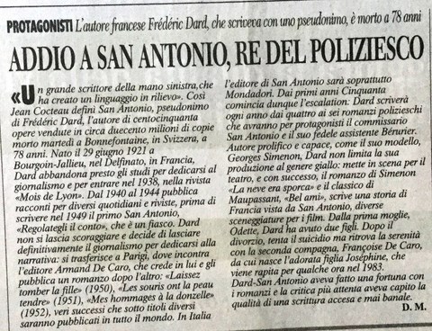 Morte Frederic Dard Stampa