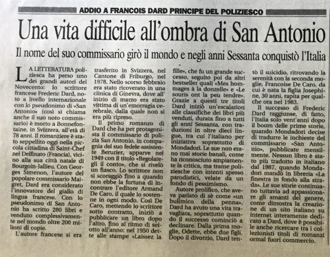 Morte Frederic Dard Stampa